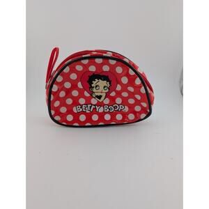 Vintage Betty Boop Makeup Bag Coin Purse Zipper Red White Polka Dots 5.5x4" PVC